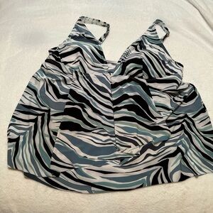 Beyond Yoga Zebra Print swim top- Black, White, Blue